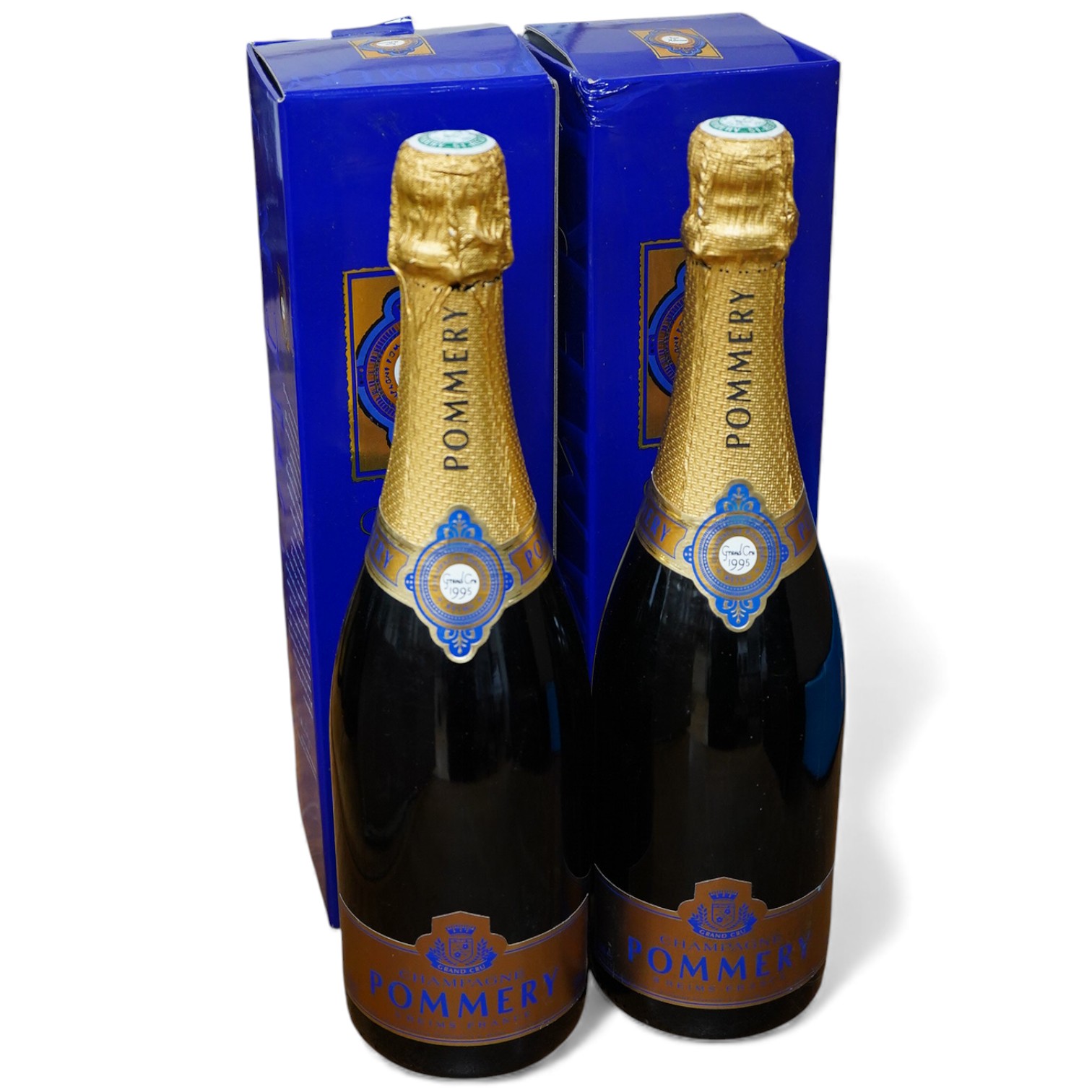 Two boxed champagnes, Pomriery Grand Cru, 1995